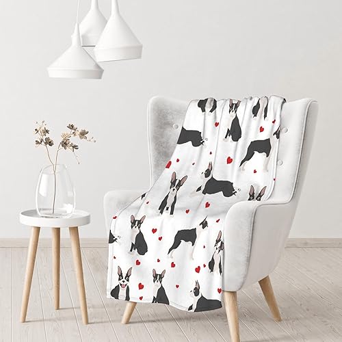 Miniatura 2 de Boston Terrier Bulldog - Manta de forro polar suave, cálida y ligera, para cama, sofá, automóvil, 50 x 40 pulgadas para niños