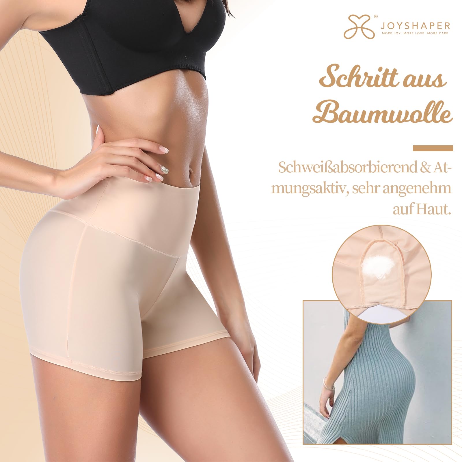 Joyshaper Pantaloncini Sottogonna Donna Pantaloncini Intimo Vita Alta Mutande sotto Vestito Sottogonna Anti-sfregamento Abiti Slip Shorts per Yoga