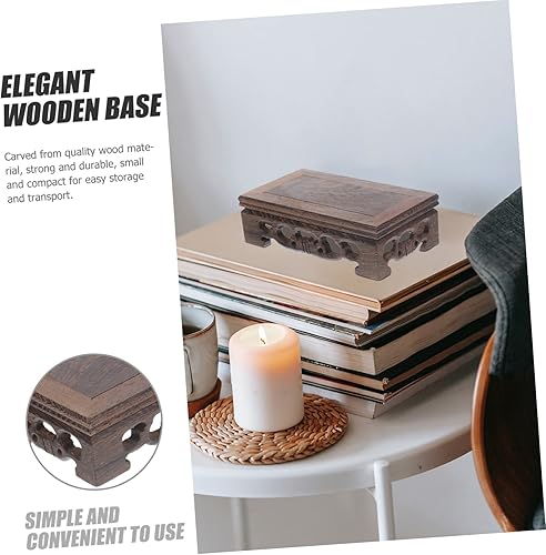 Miniatura 4 de Garneck Base de elevación de madera maciza jarrones decorativos soporte de madera para plantas de granja, pedestal de planta asiática, soporte de