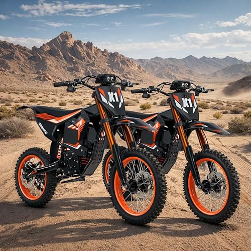X1 Spark Electric Dirt Bike, 4500W Peak Mid-Drive motor Motor Electric Motorcycle, 60V 28.8Ah Battery, 50MPH & 60 Mile Range, Full Suspension Off Road E Bike for Teens & Adults 13+, 3 Speed Modes