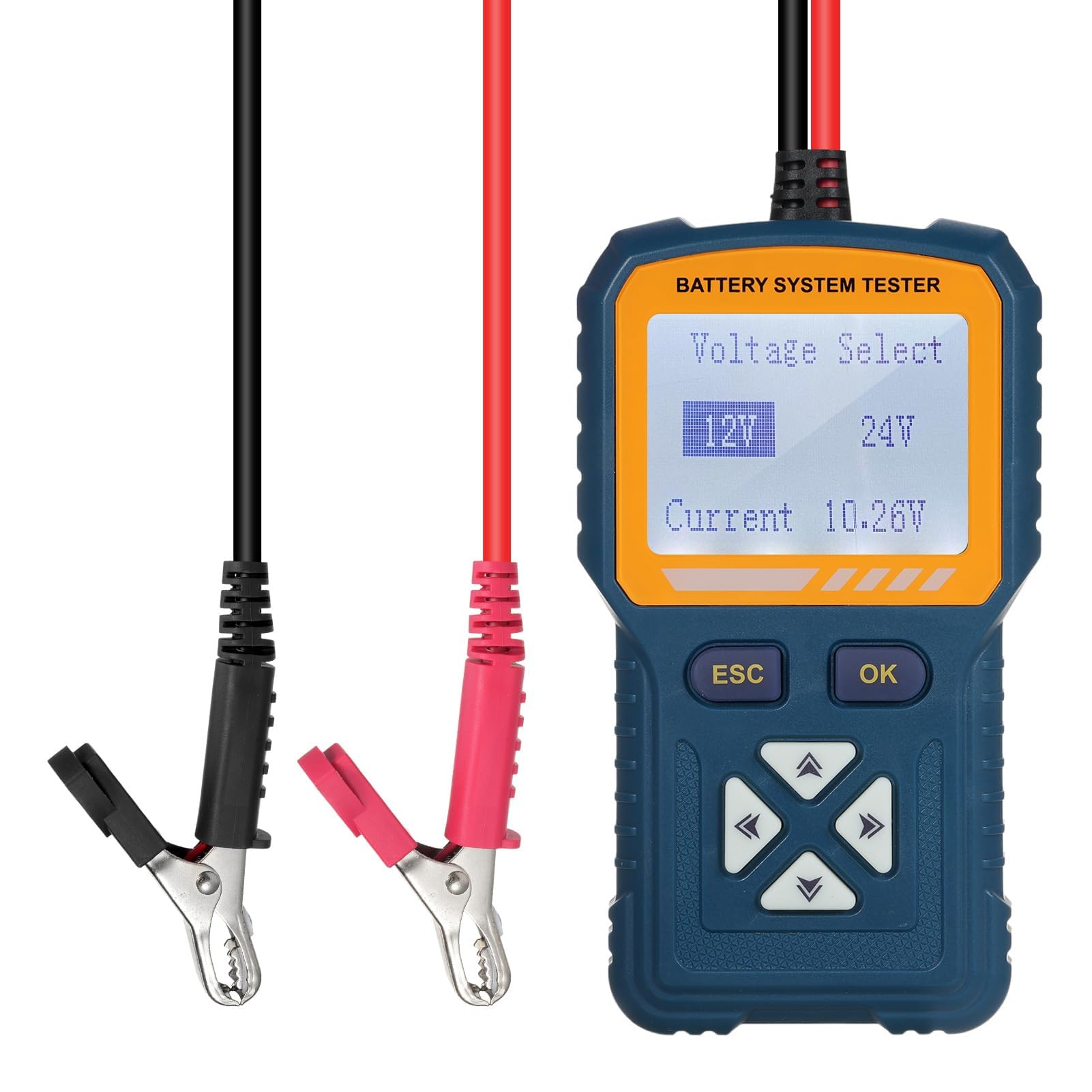 Topiky Probador de Batería, Probador de de Batería Digital de 12 V 24 V, de Carga de con Soporte Trasero, Comprobador de de Respuesta Rápida para Automóvil Automotriz