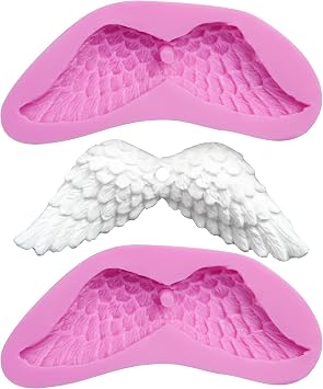 Angel Wing Silicone Resin Molds, 2 pieces with Hole Fondant Molds for Making Wings Pendants, Cake Decoration, Cupcake Toppers, Strawberry Coverd, Epoxy Clay Key Ring