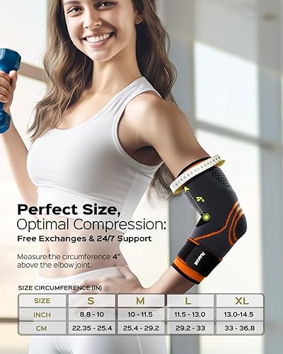 Miniatura 4 de Rakiie Codera de compresión para codo, 2 unidades, coderas para tendinitis y codo de tenista, codo para aliviar el dolor para hombres y mujeres,