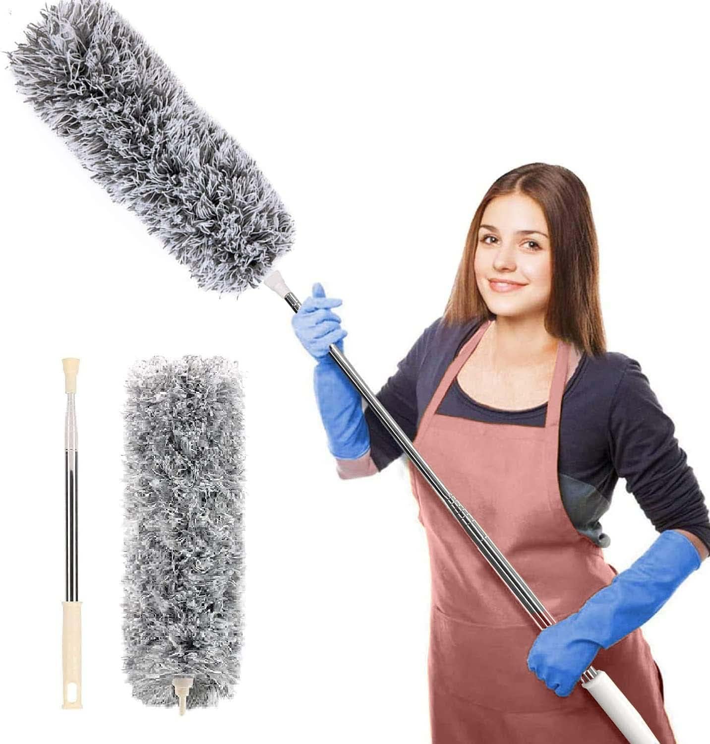 WEPTIX® Microfiber Feather Duster Bendable & Extendable Fan Cleaning Duster with 100 inches Expandable Pole Handle Washable Duster for High Ceiling Fans,Window Blinds, Furniture (1) (B0D5NXRH1Z) Amazon Price History, Amazon Price Tracker