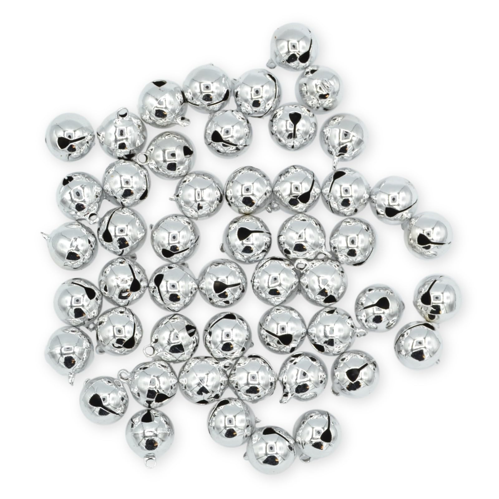 celloexpress 18mm Bright Silver Jingle Bells - Mini Christmas Craft DIY Festive Decorations Gift Wrap (Pack of 25)