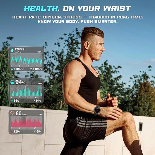 Miniatura 3 de Reloj inteligente para hombre, reloj de fitness para trabajo con rastreador de pasos, impermeable IP68, llamada Bluetooth para Android iOS, monitor