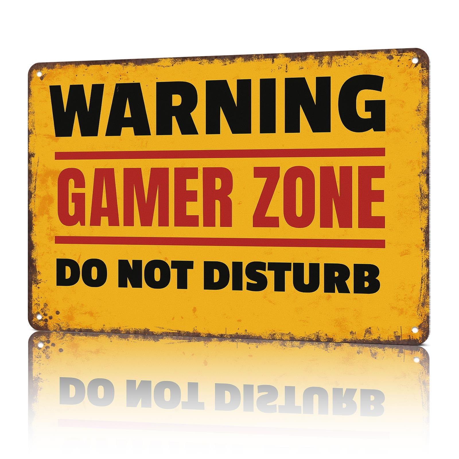 KWQDOZF Funny Metal Tin Signs Warning Gamer Zone Tin Sign Poster Wall Art for Dorm Home Garage Office Decor 8X12inch