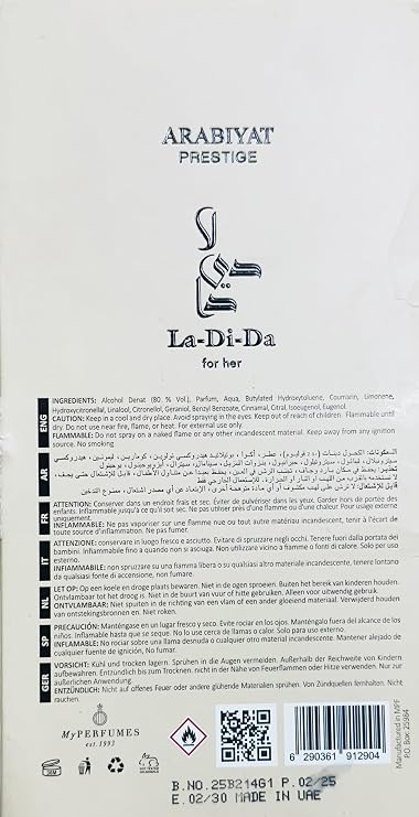 ARABIYAT PRESTIGE La Di Da Eau De Parfum 3.4FL.OZ For Her