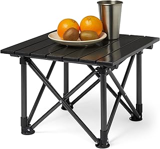 Amazon Basics Camping Table, Made of Alloy Steel and Aluminum, Small, Folding, Camping Essentials, Black