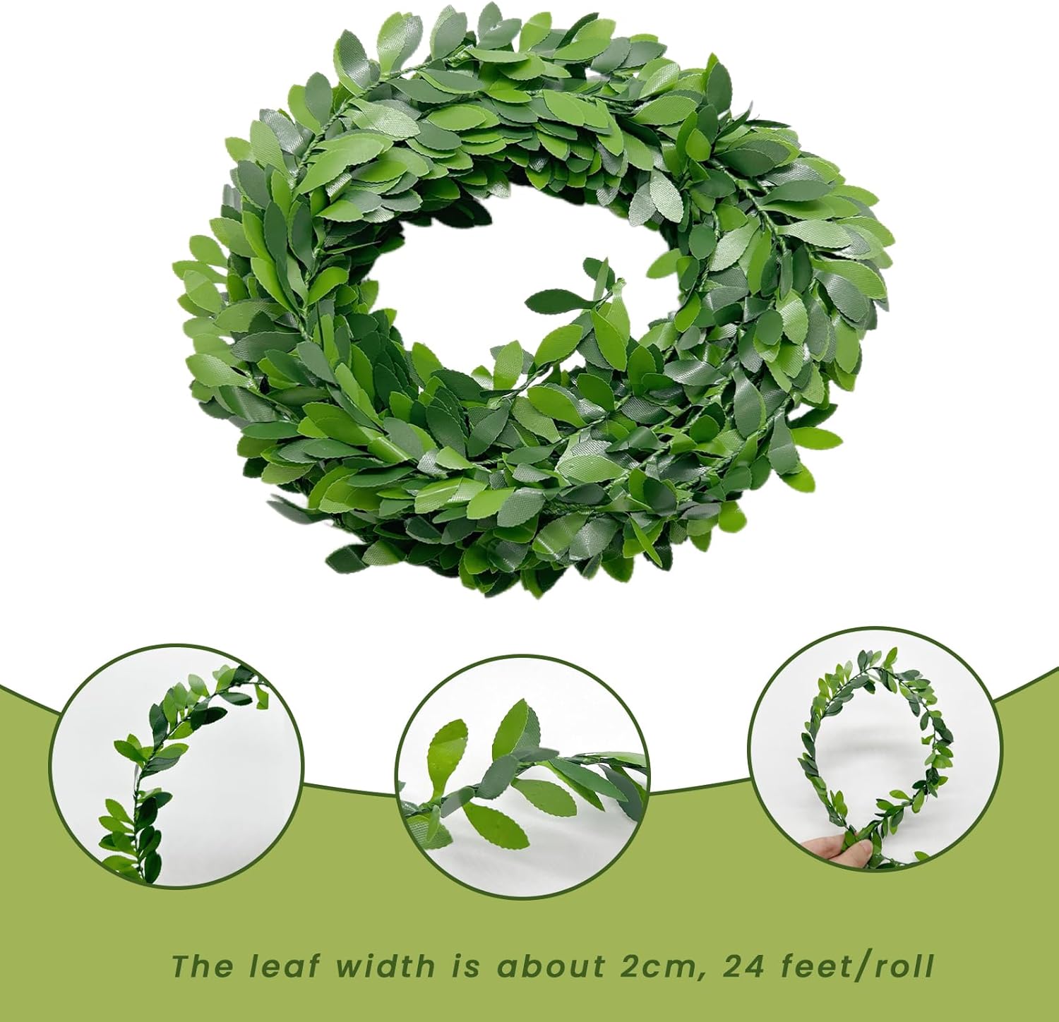 24 Ft Mini Ivy Garland, Artificial Vines for Decoration, Miniature Leaf Vine for Making Mini Wreath Crafts, Fairy Garden Mini House Micro Landscape Decor - Image 2