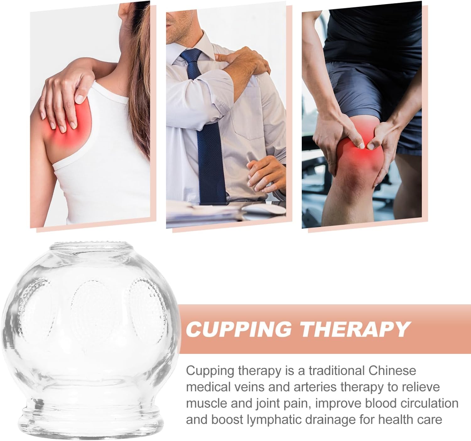 COLLBATH 7pcs Glass Cupping for Home Use Chinese Cupping Adsorption Durable Glass Material and Pain Relief