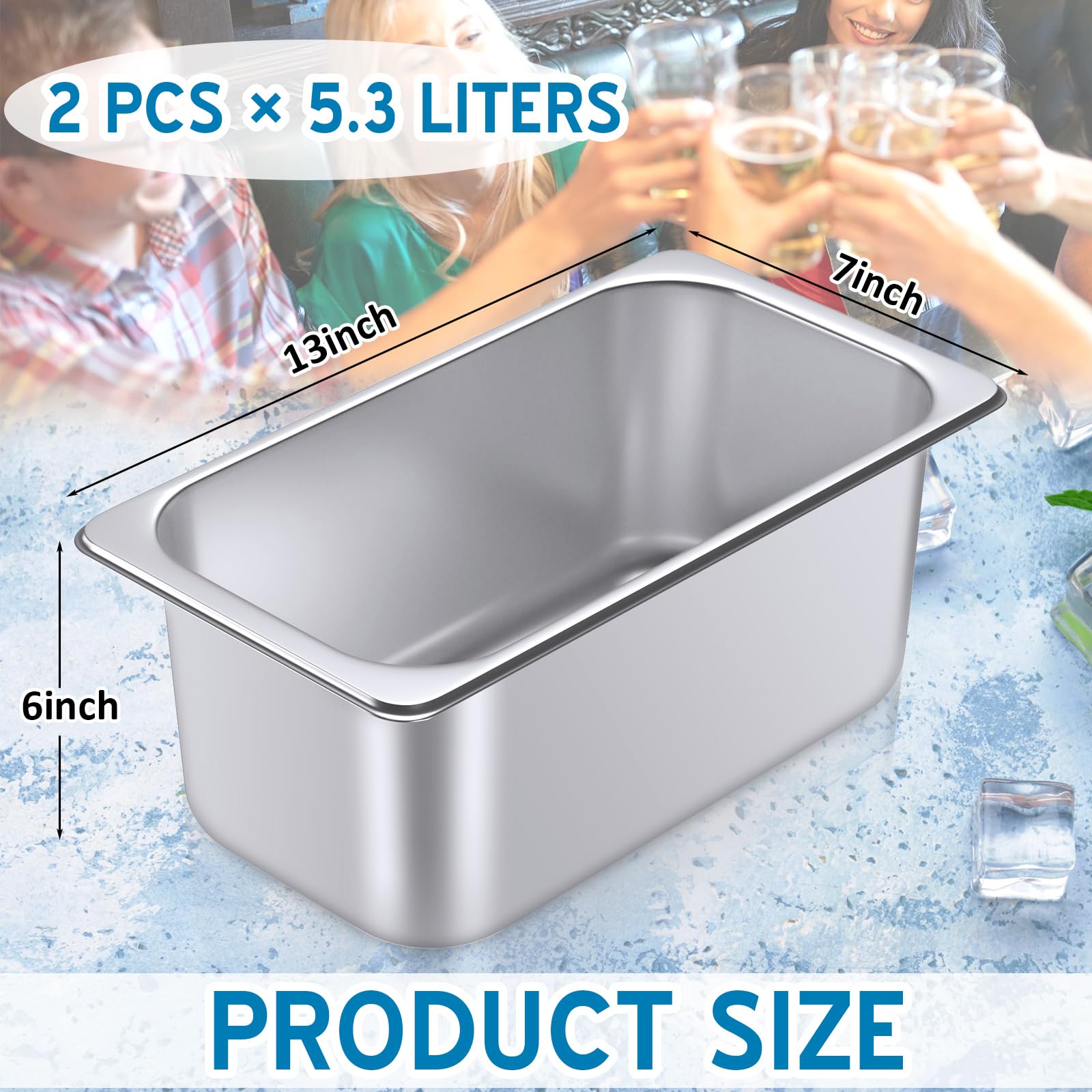 meekoo Lot de 2 seaux à glace en acier inoxydable pour fête, vin, bière, champagne, congélateur, cocktails, rafraîchissement du vin pour Mimosa (petite taille)