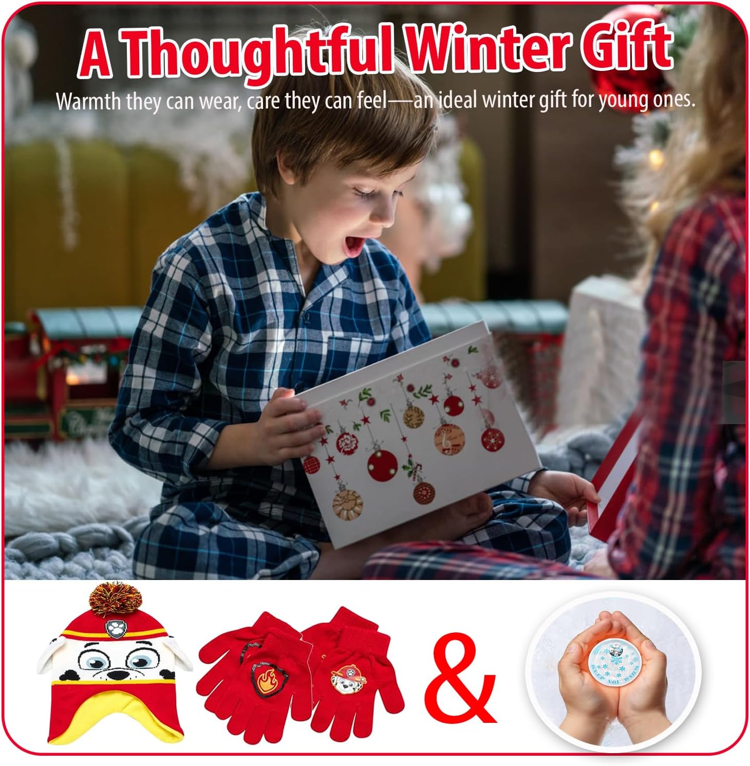 Nicklelodeon Paw Patrol Boy's Winter Hat and 2 Pair of Gloves or Mittens Set (Toddler/Little Boys) Size Age 4-7, Paw Patrol Marshall Glove with Handwarmers - Image 7