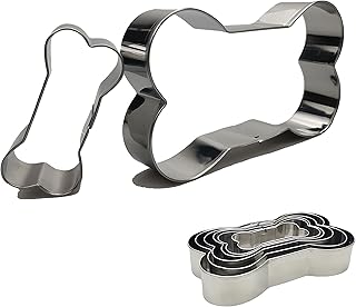 Dog Bone Cookie Cutter Set - 6 Piece Stainless Steel Shaped Cookie Cutters Molds for Baking, Holiday Celebration, DIY