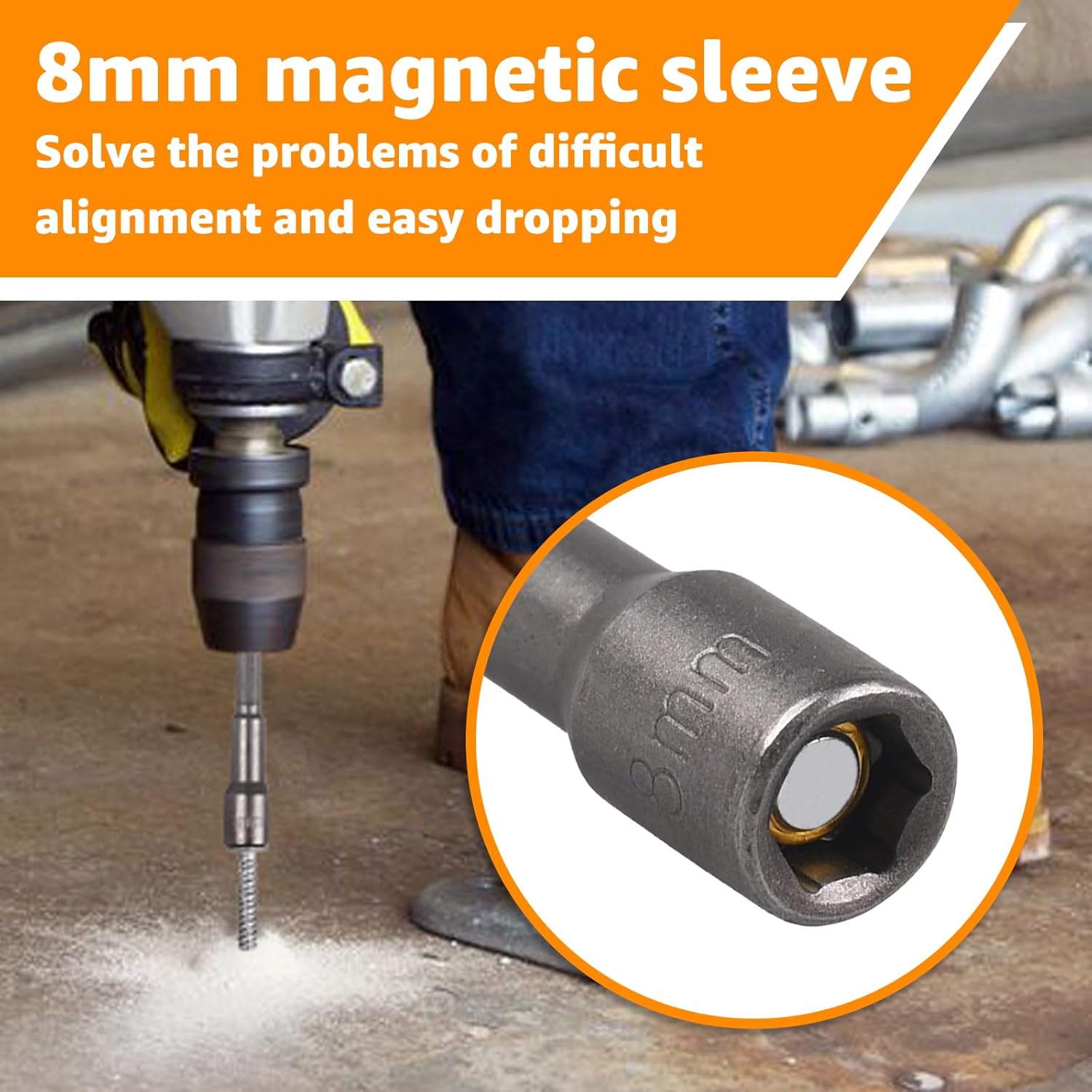 100 PCS Concrete Screws 1/4" x 1-1/4", 410 Stainless Steel Hex Concrete Screw Kit with Drill Bit and Hex Bit Socket for Anchoring to Masonry, Block, Brick