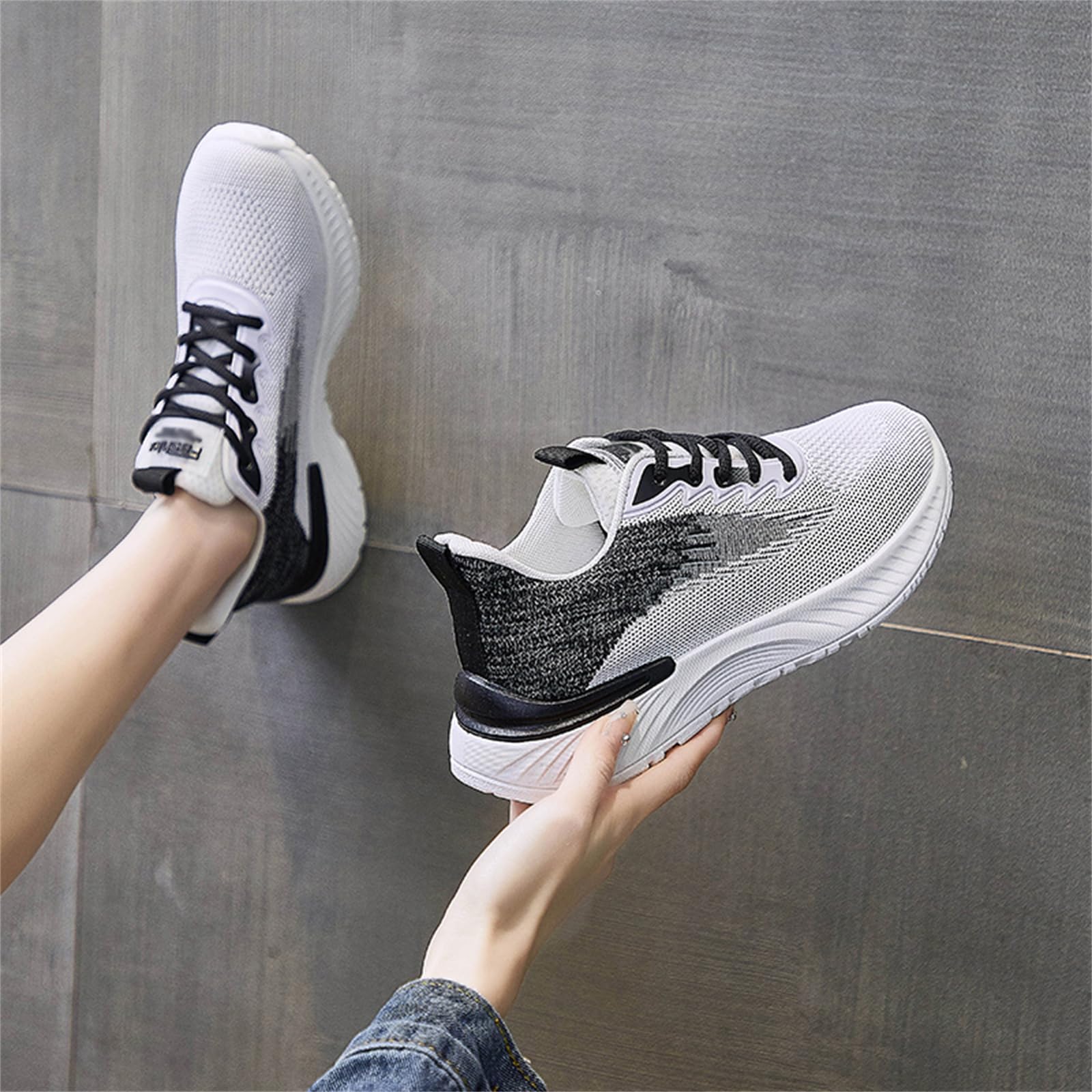 JiuQing Buty sportowe do biegania na platformie Damskie buty do chodzenia Siatkowe lekkie tenisowe buty do ćwiczeń Jogging sportowe buty