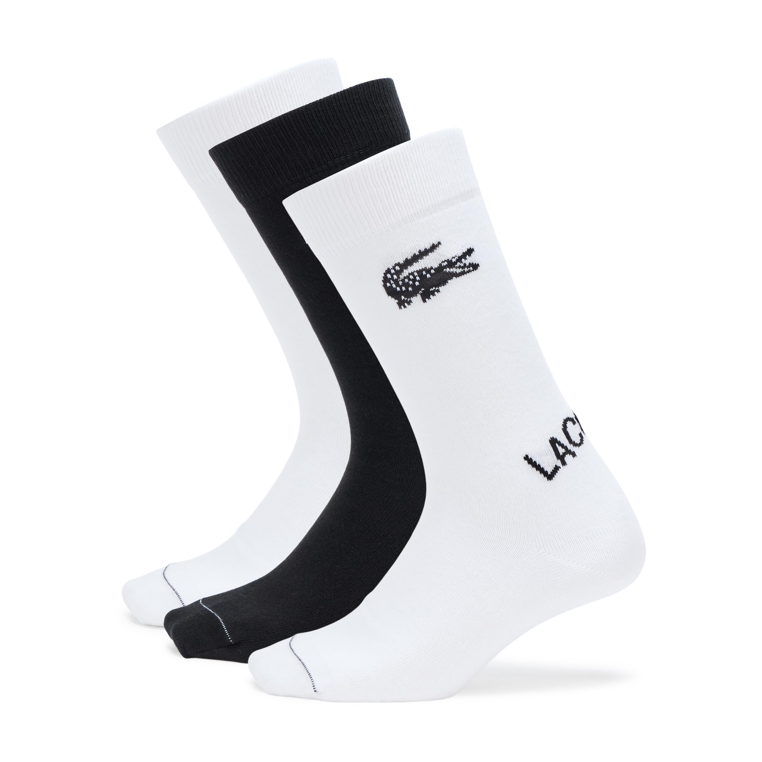 

                                                    Lacoste Unisex 3 Pack Socks, White/Black, 10/12