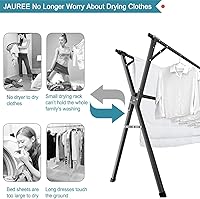 Vista 6 de JAUREE Estante de secado de ropa de 95 pulgadas, estante de secado plegable para interiores y exteriores, de acero inoxidable resistente, perchero
