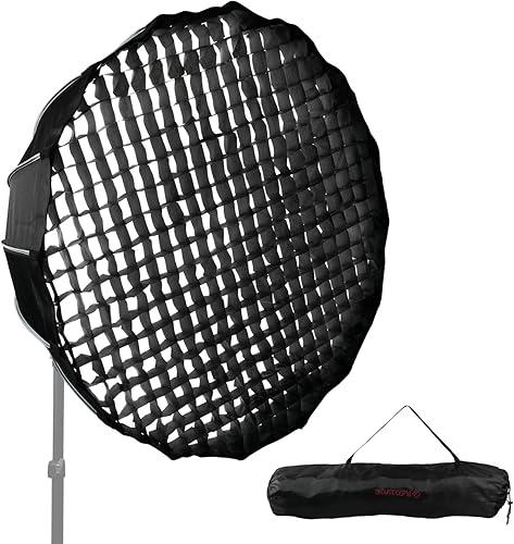 IFOOTAGE Caja suave parabólica profunda rejilla extraíble de panal negro 2 difusores blancos integrados marco de aleación de aluminio adecuado para