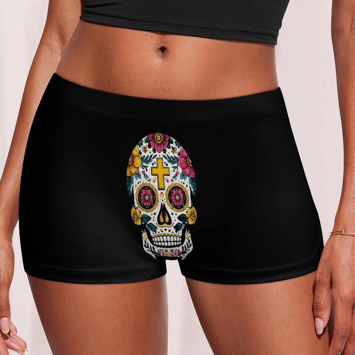 Mexican Sugar Skull Fashion Women's Boxer Briefs Breathable Underpants Trunks Stretch Underwear