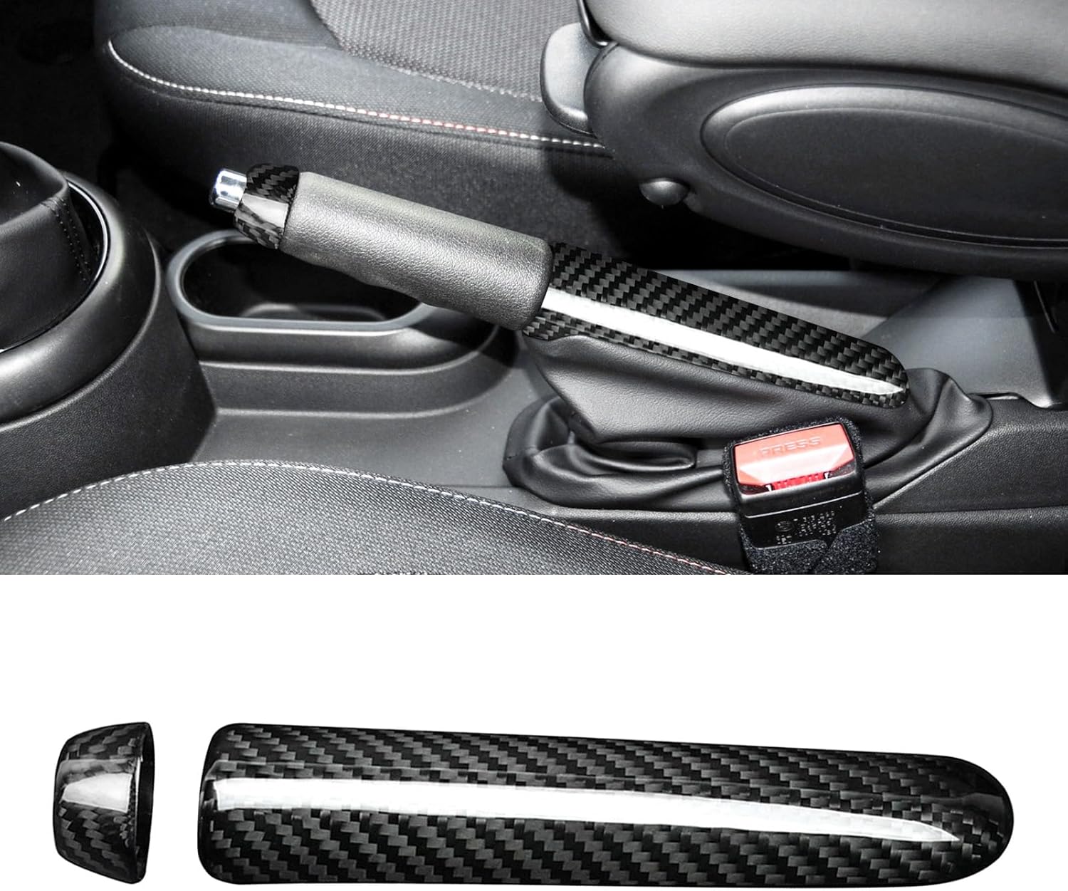 Compatible with Forged Carbon Fiber Car Handbrake Cover Automotive Shift Lever Modified Protection Decoration for Mini Cooper R50 R53 R52 R55 R56 R57 R58 R59