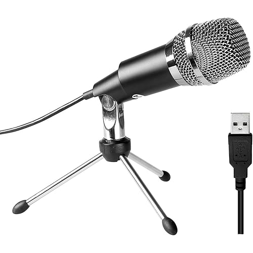 FIFINE USB Microphone, Plug and Play Home Studio USB Condenser Microphone for Skype, Recordings for YouTube, Google Voice Search, Games, for Windows and Mac-K668