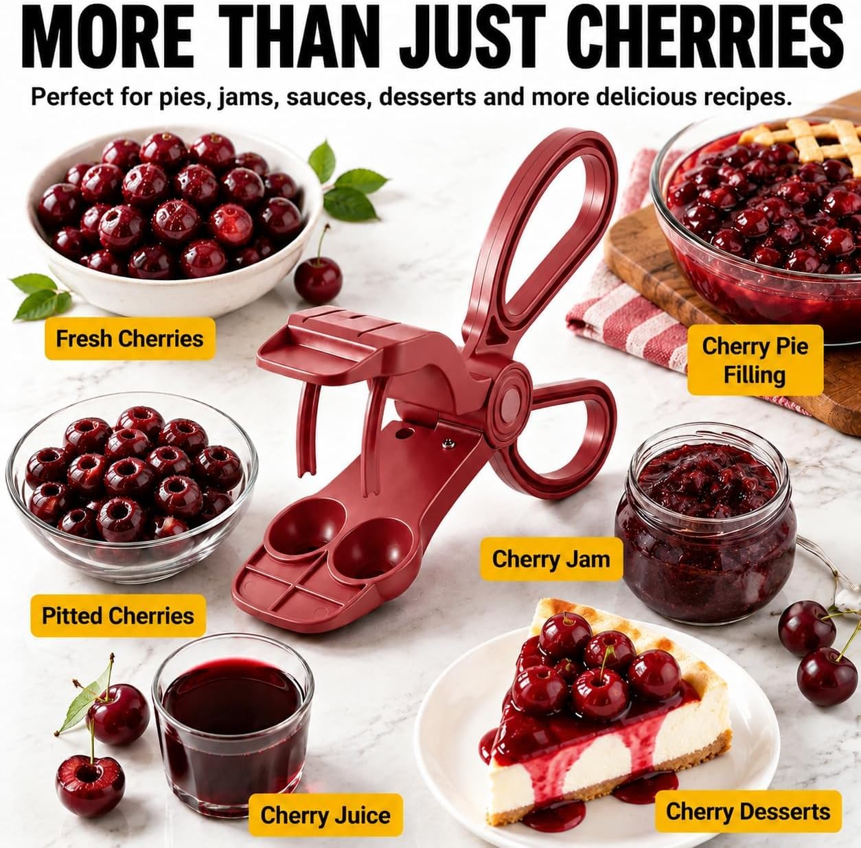 NOVANO Cherry Pitter Tool, Cherry Pit Remover & Cherry Seed Remover, Cherry Pitter for Cherries, Easy to Use for Making Cherry Jam,Saving Time & Effort