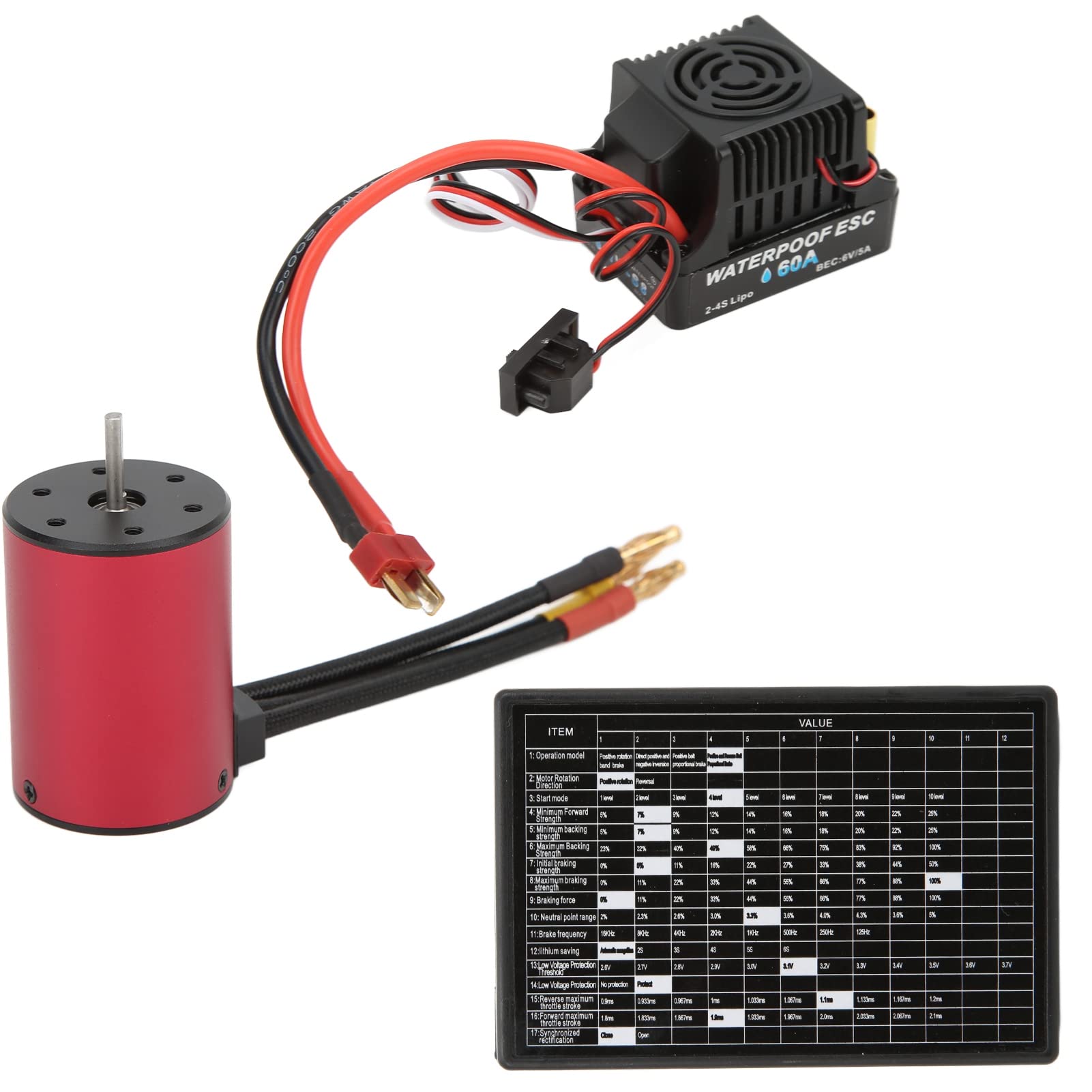 Silnik o wysokim momencie obrotowym, aluminiowy radiator CNC, wodoodporny silnik bezszczotkowy do samochodów RC, S3650 3100KV z płytą programową i zabezpieczeniami