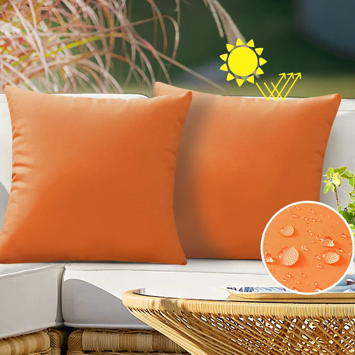 VAKADO Outdoor Waterproof Throw Pillow Covers 18X18 Set of 2 Decorative Pumpkin Patio Furniture Cushion Cases Outside Decor for Couch Garden Bench Porch