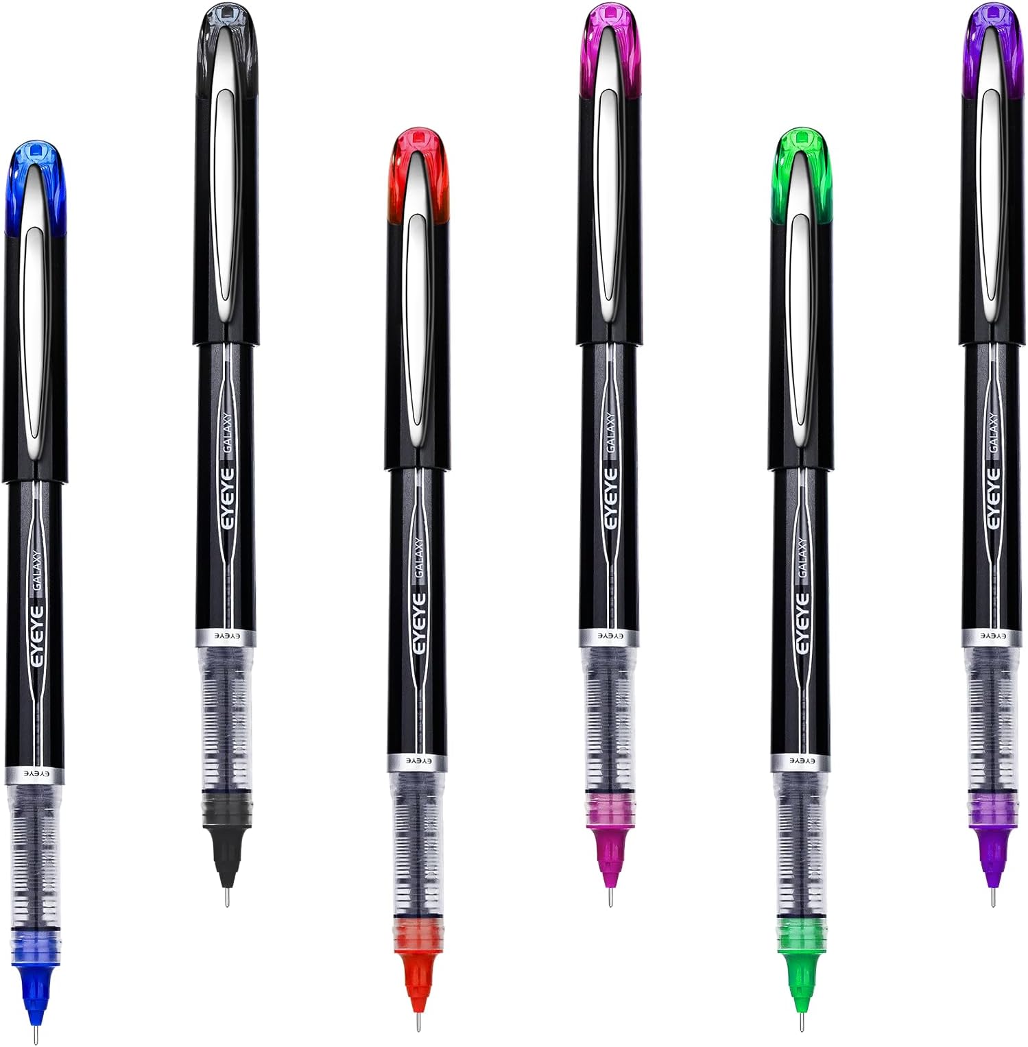 EYEYE 0.5mm Rollerball Pens 6 Assorted Colors, Extra Fine Point Needle Pen Quick Dry, Liquid Ink Pens Fine Point Smooth Writing Pen for Journaling, Note Taking, Office, School Supplies