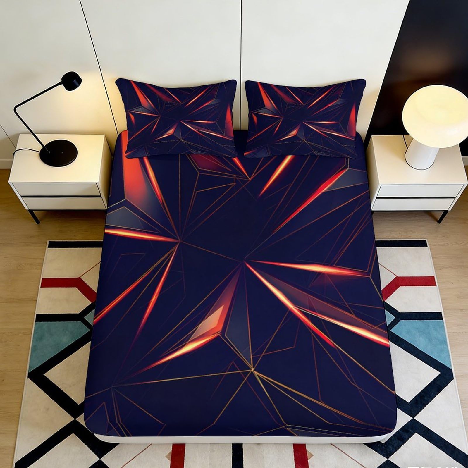 3D Printed Night Flamingo Fitted Sheet Microfiber Non-Slip Deep Pocket Bedroom Bedding Flamingo Mattress Fitted Cover Washable for Adults Teens 90x200x25cm