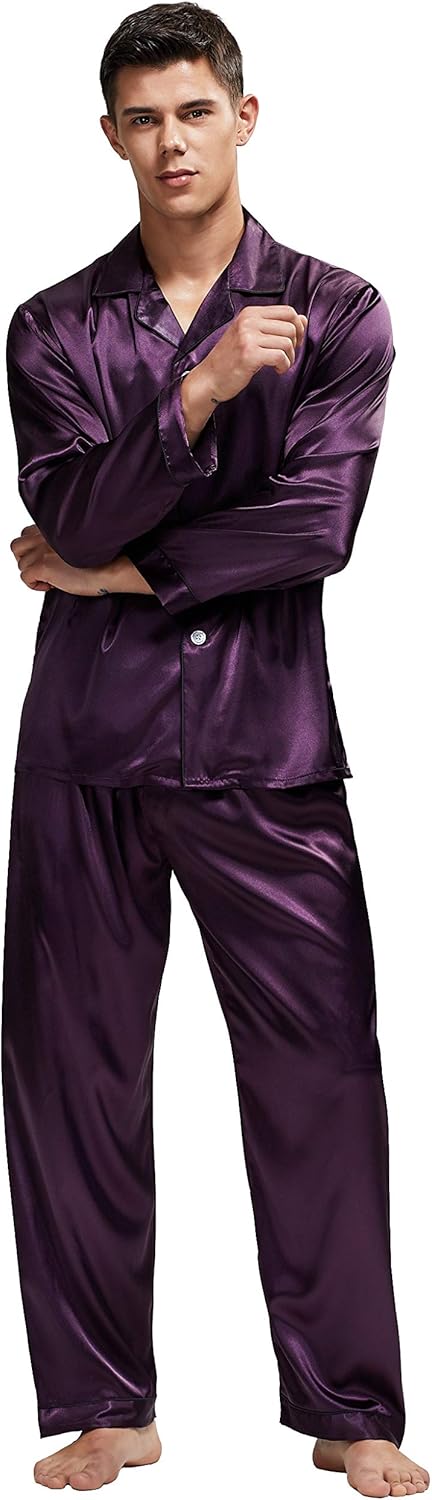 TONY & CANDICE Men's Classic Satin Pajama Set Sleepwear - Image 4