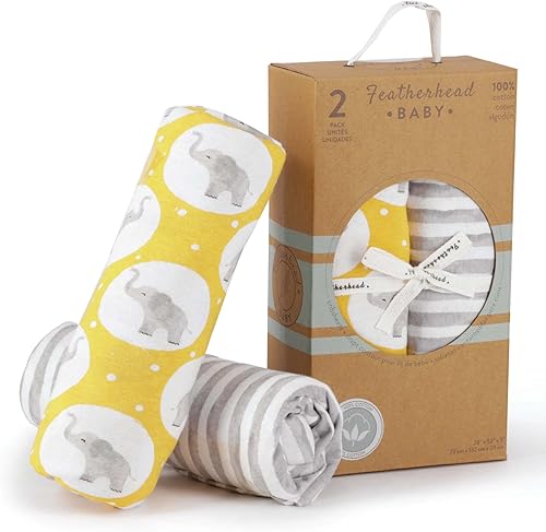 Miniatura 4 de Featherhead Paquete de 2 sábanas bajeras para cuna, 100% algodón, 52 x 28 x 9 pulgadas, para colchón estándar de cuna y niño pequeño (Jersey