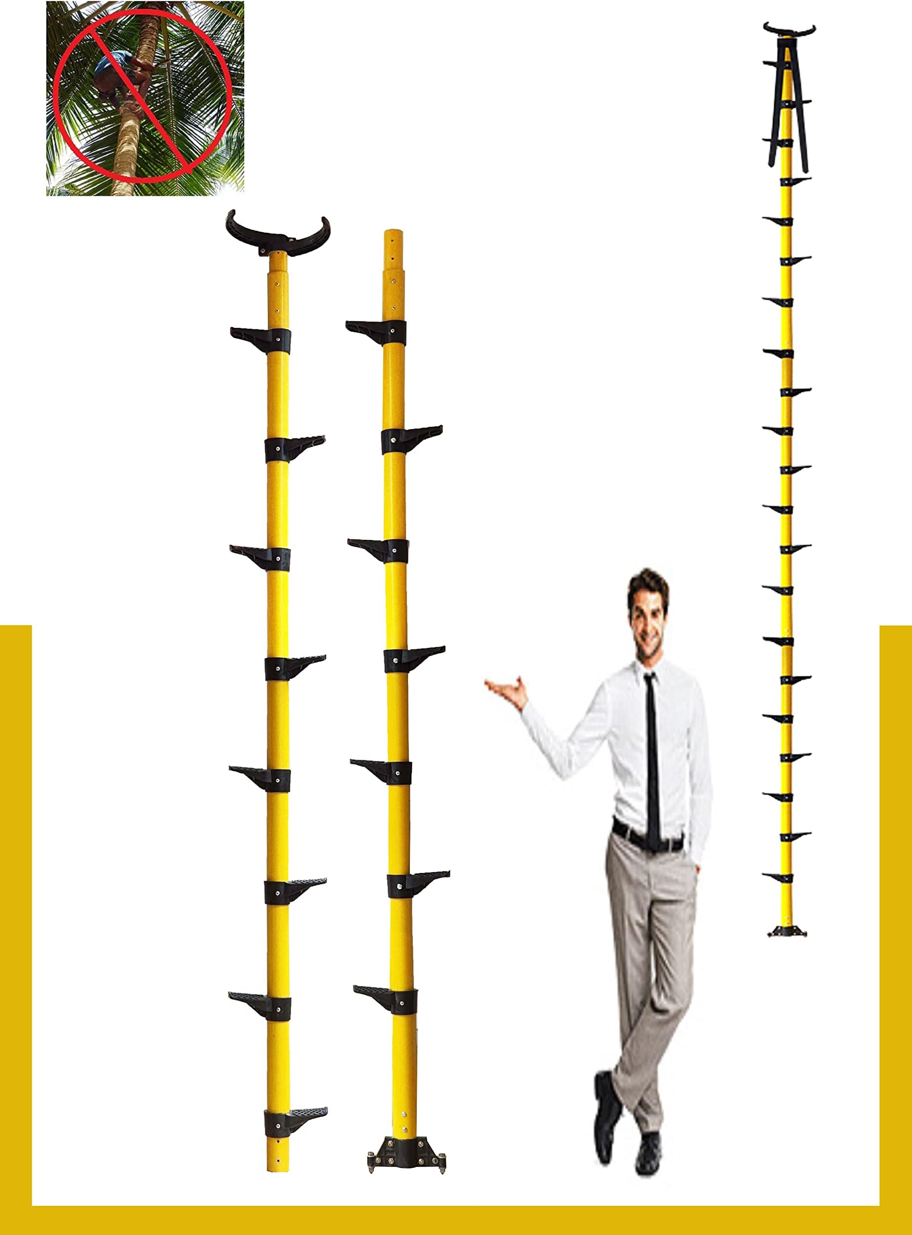FESTEL Skyreach Lightweight 8-to-16 Foot Fibreglass Step Ladder, Portable, Compact, Detachable, Multipurpose Step Ladder for Home and Outdoor use, Yellow