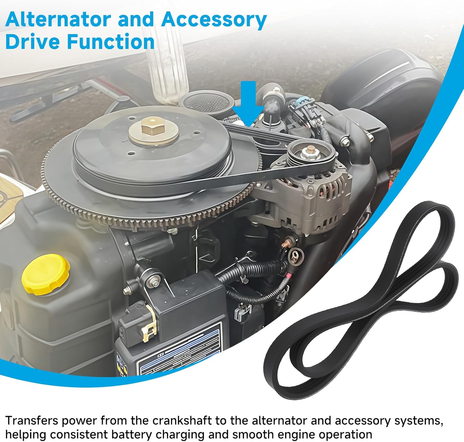 For 8M0031641Alternator Belt Compatible with Mercury 150 Hp 4-Stroke Outboards, Replaces 57-8M0031641