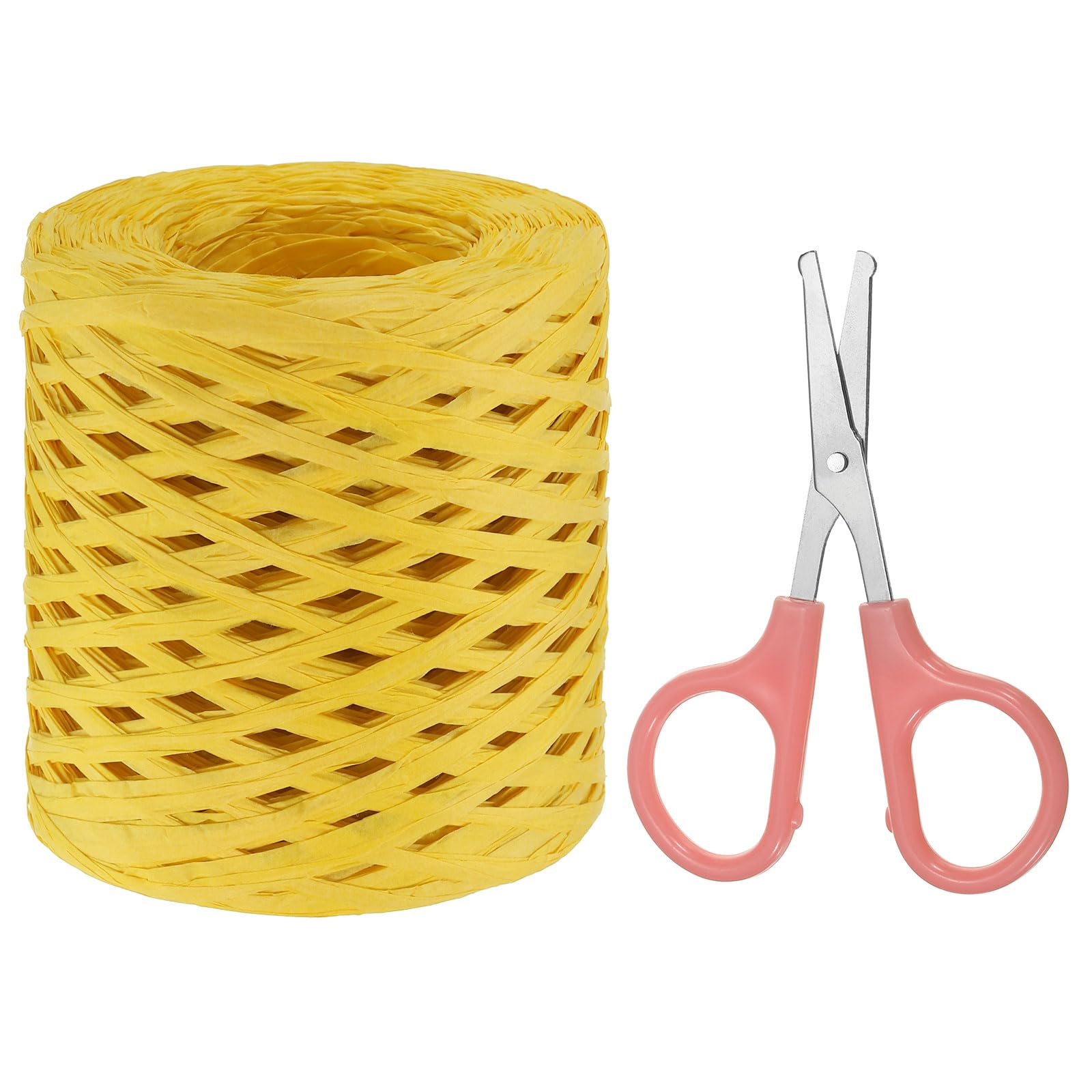 PATIKIL Raffia Paper Craft Ribbon Assortment Kit, Natural Raffia String with Scissor for Gifts Flower Bouquets, Decoration