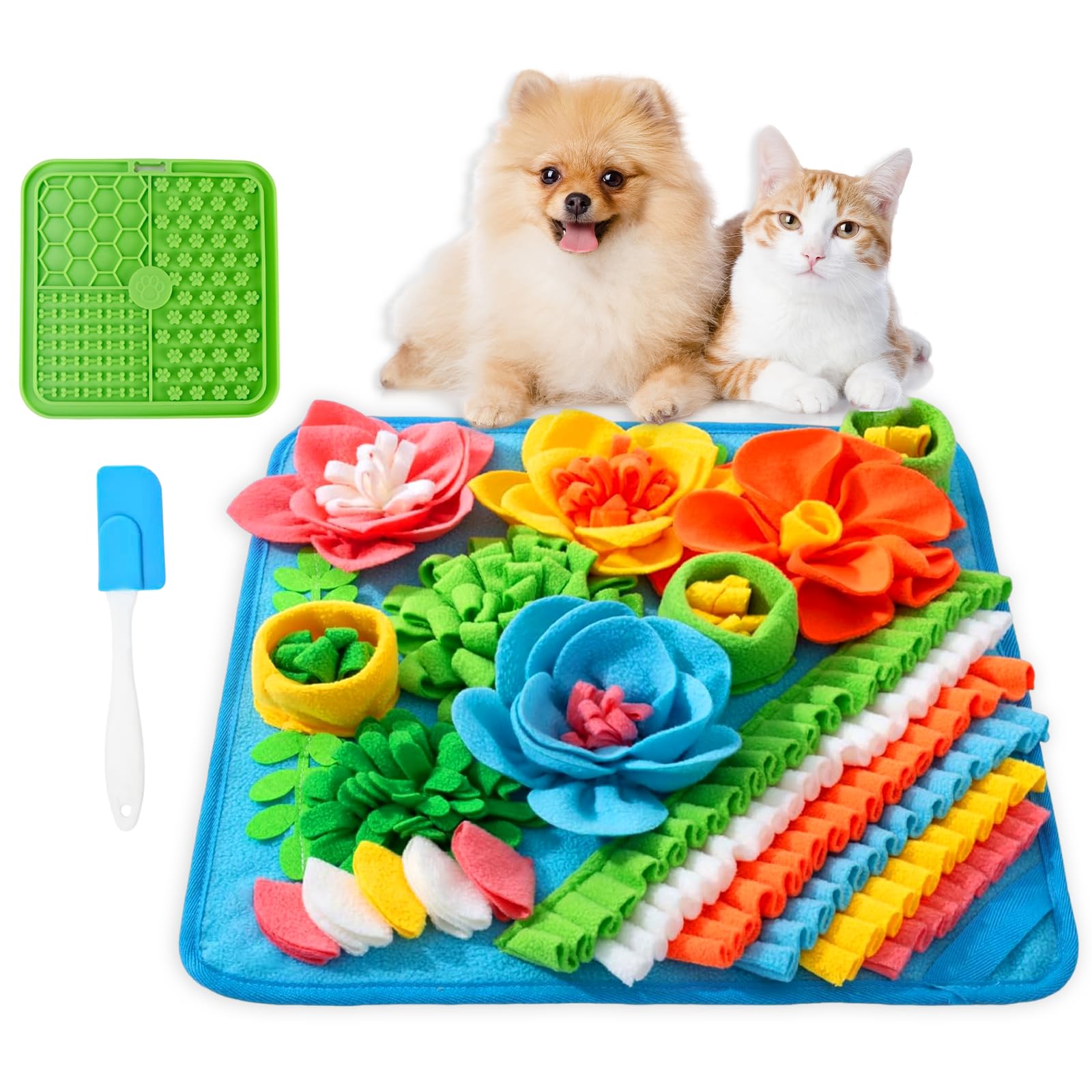Snuffle Mat for Dogs, Silicon Slow Feeding Mat, 39 * 39cm Dog Snuffle Mat Encourages Natural Foraging Skills for Large, Medium & Small Puppies Smell Training, Stress Relief