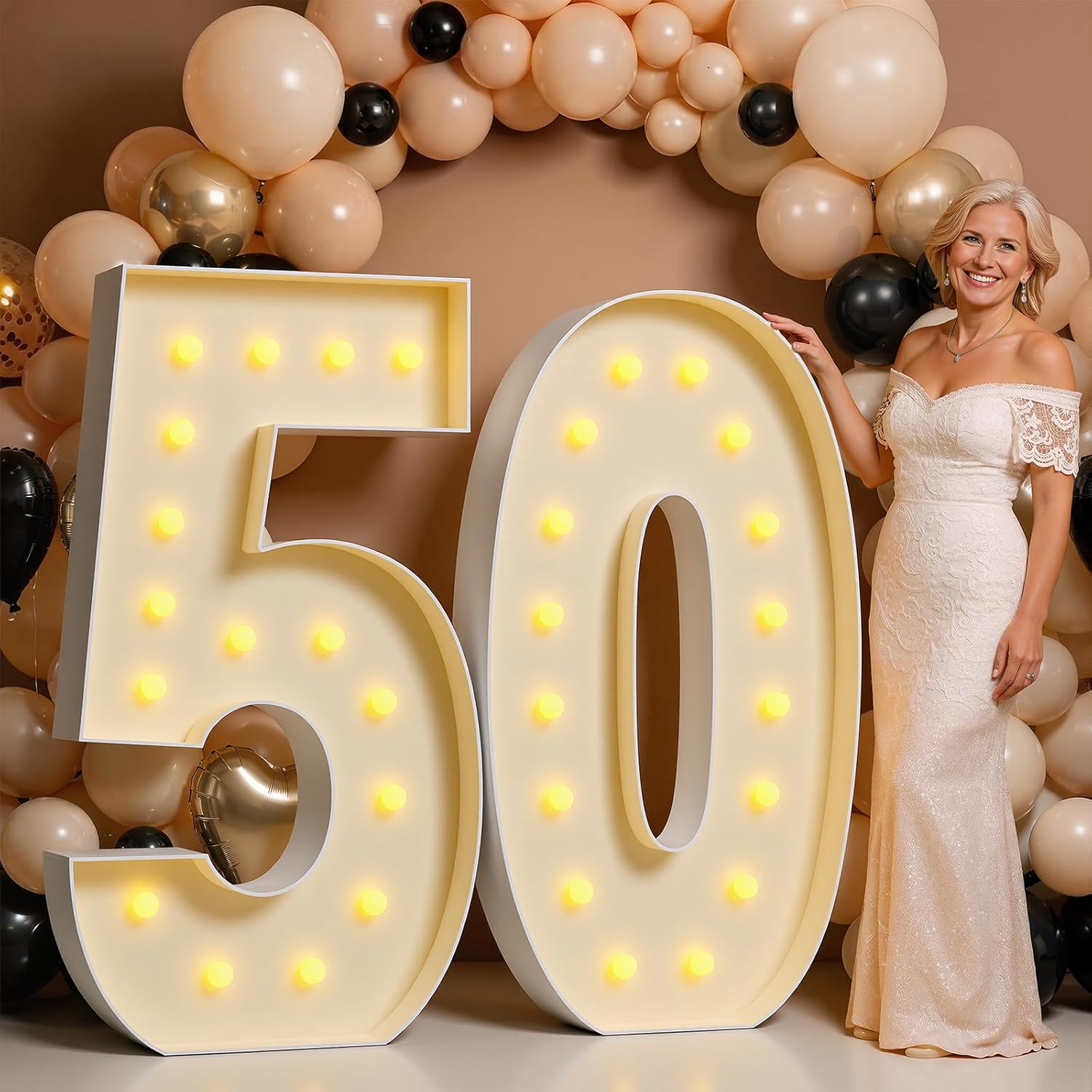 Mixifox 5FT Marquee Numbers 50, Giant Light up Numbers for 50 Birthday Decoration, Large Light Up for 50 Years Old, Anniversary Party Decor Birthday, Happy 50th Birthday Decorations