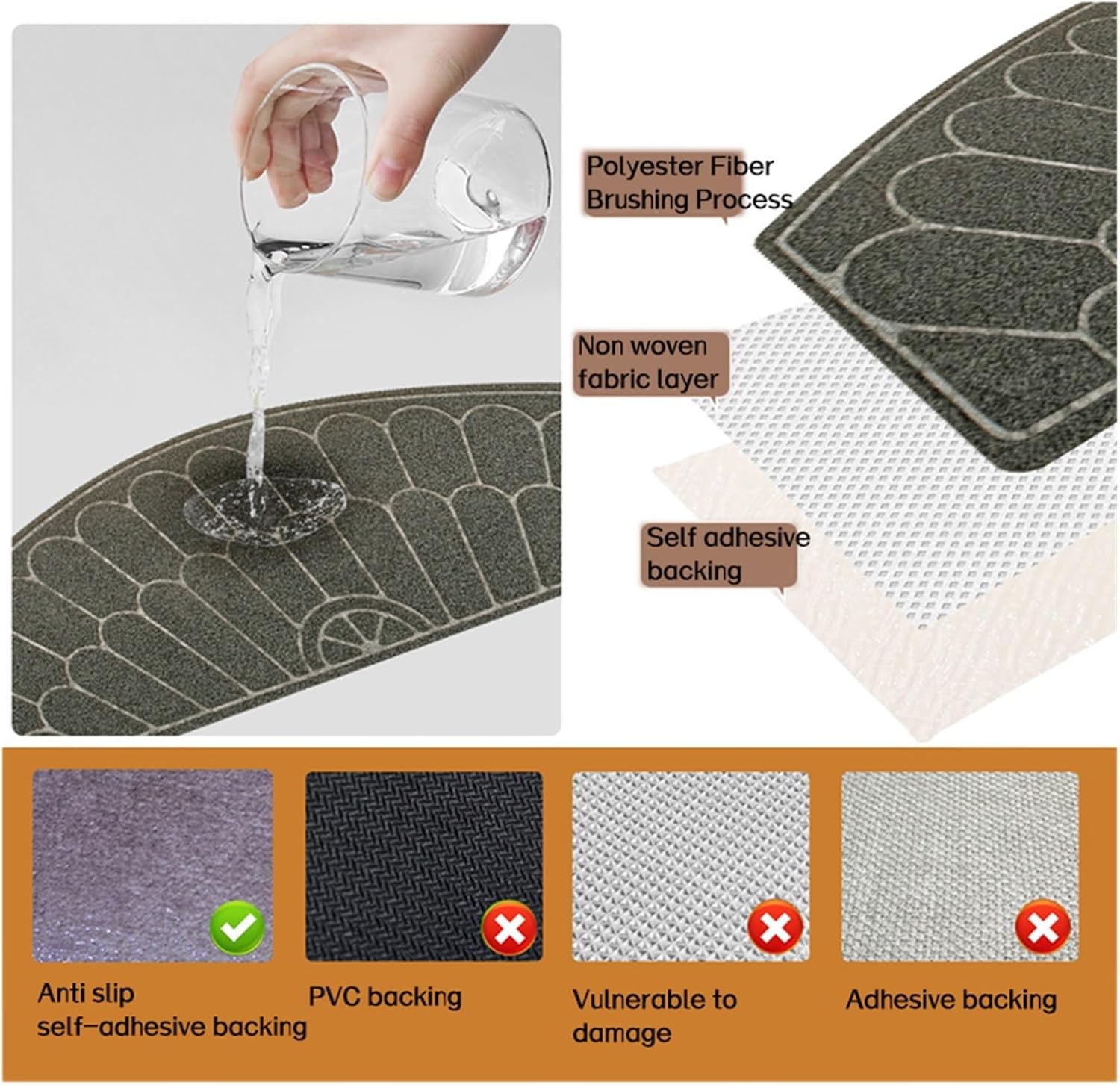 Stair Treads Slip Carpet Self-Adhesive Coffee Stair Rugs Soft Stepping Mat Non Slip Carpet Protector Rug Treads Covers Foot(65x24cm 7piece)