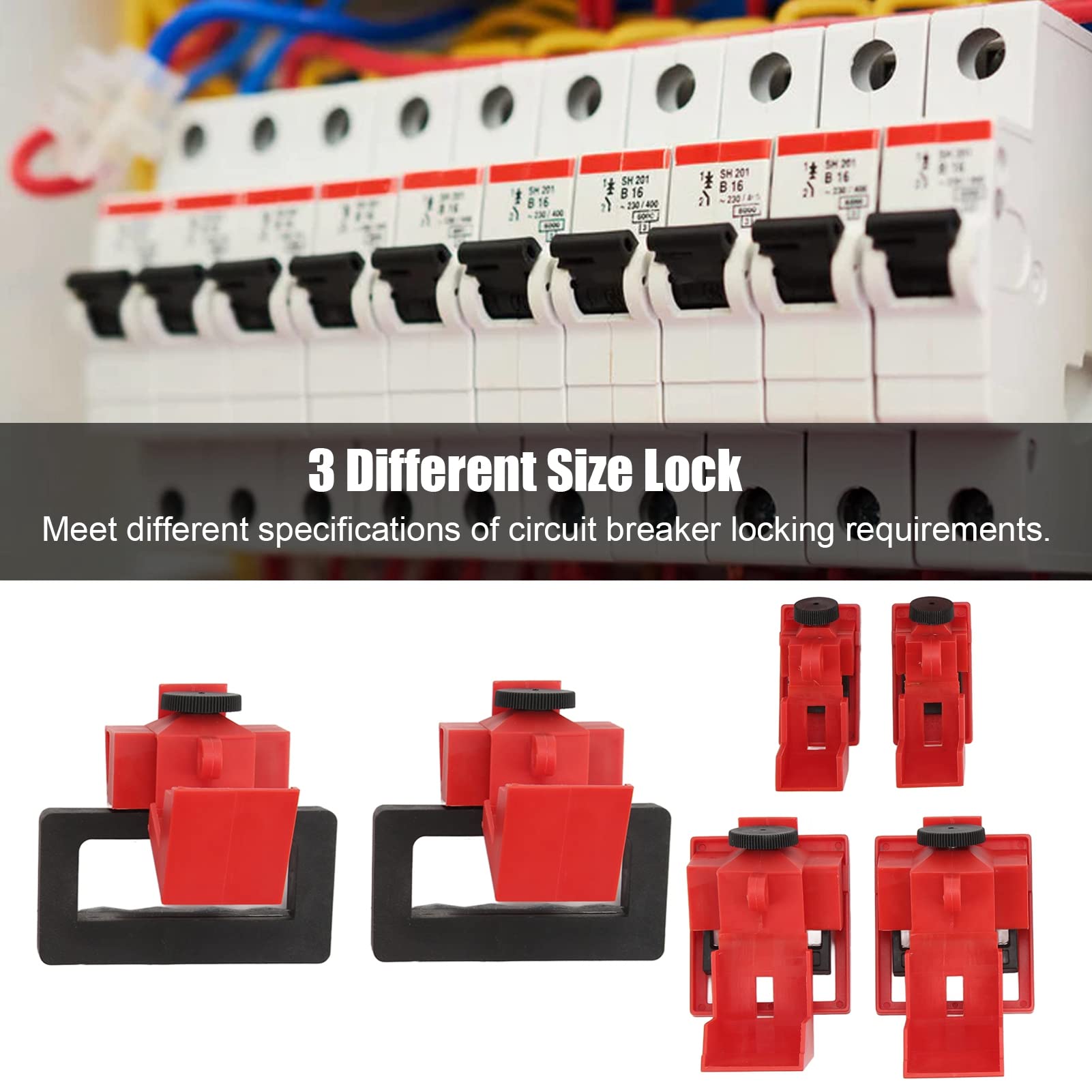 6PCS Clamp On Circuit Breaker Tagout Device CB 07 CB 08 CB 09 3 Size Heat Resistant for Industry