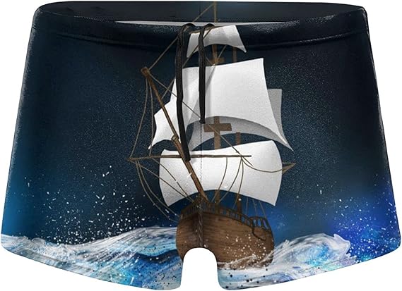 Amazon Co Jp 水着 メンズ インナーパンツ 舟 帆船 かっこいい 水泳パンツ ボクサー ショートボックス 下着 パンツ 温泉 四角 メンズ サーフパンツ スイムパンツ フィットネス 競泳水着 おしゃれ トレーニング Guigv ファッション