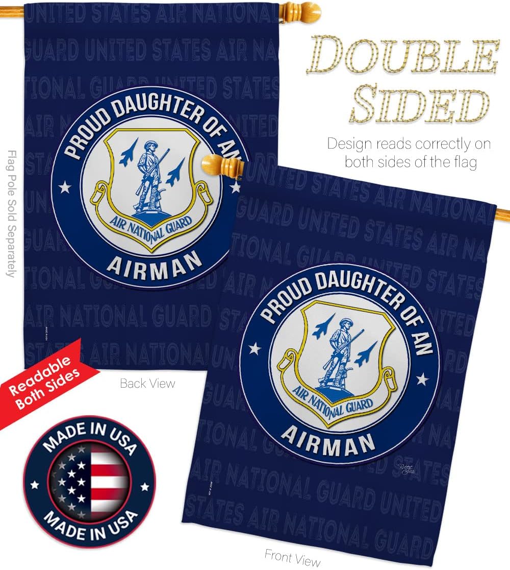 Breeze Decor National Guard Air Proud Daughter Airman Garden House Flag-Set Armed Forces ANG United State American Military Veteran Retire Official Banner Small Yard Gift Double-Sided, Made in USA