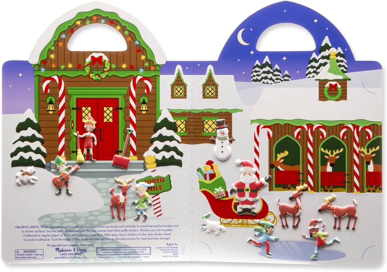 Melissa & Doug Puffy Sticker Activity Book: Santa's Workshop - 52 Reusable Stickers