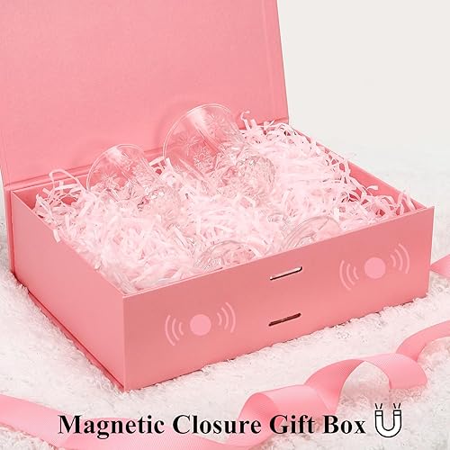 Miniatura 4 de Caja de regalo de lujo de 9.4 x 7.1 x 2.8 pulgadas con tapa y cinta, cajas rosas románticas, caja de propuesta de boda, cajas de regalo plegables