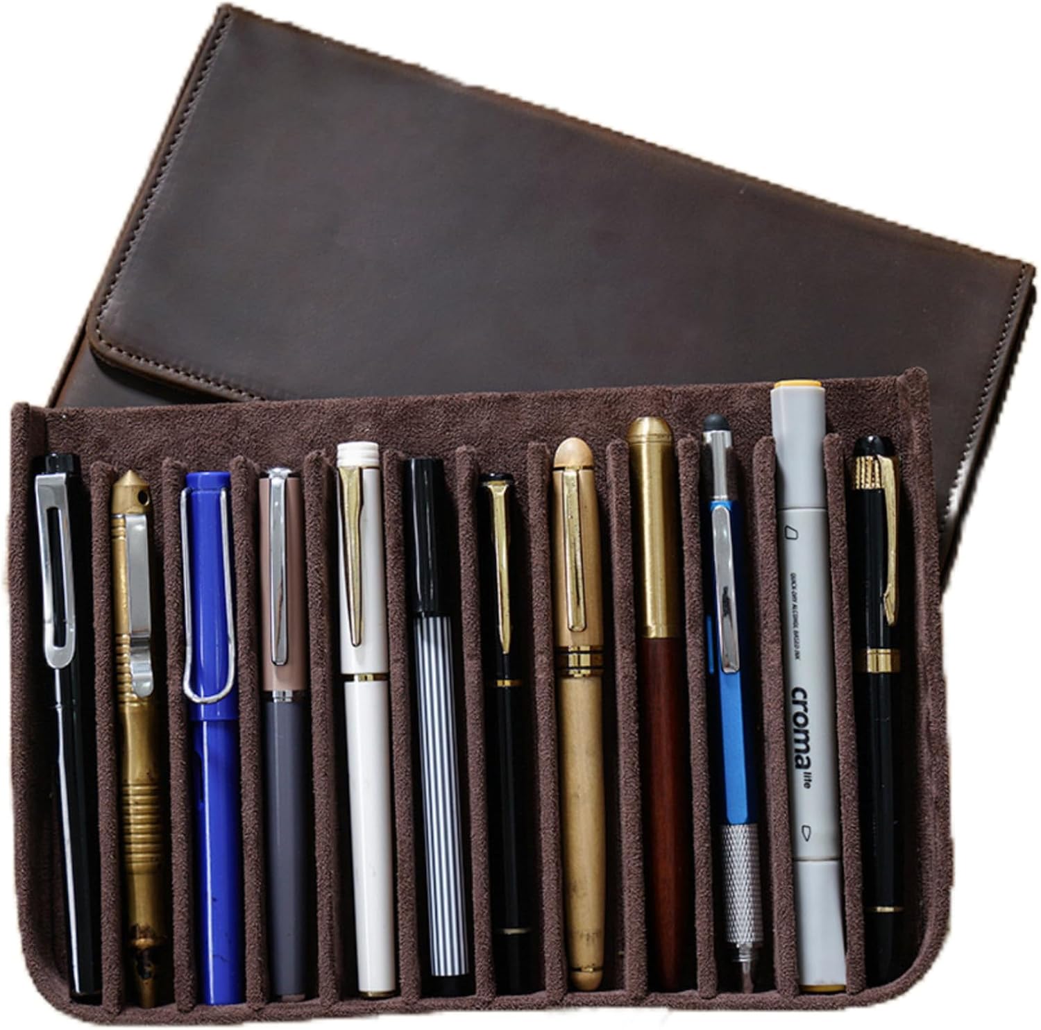 マルチポーチ　97 UPRESYE レザー万年筆ケース、本革ペンシルケース ハンドメイドレザー