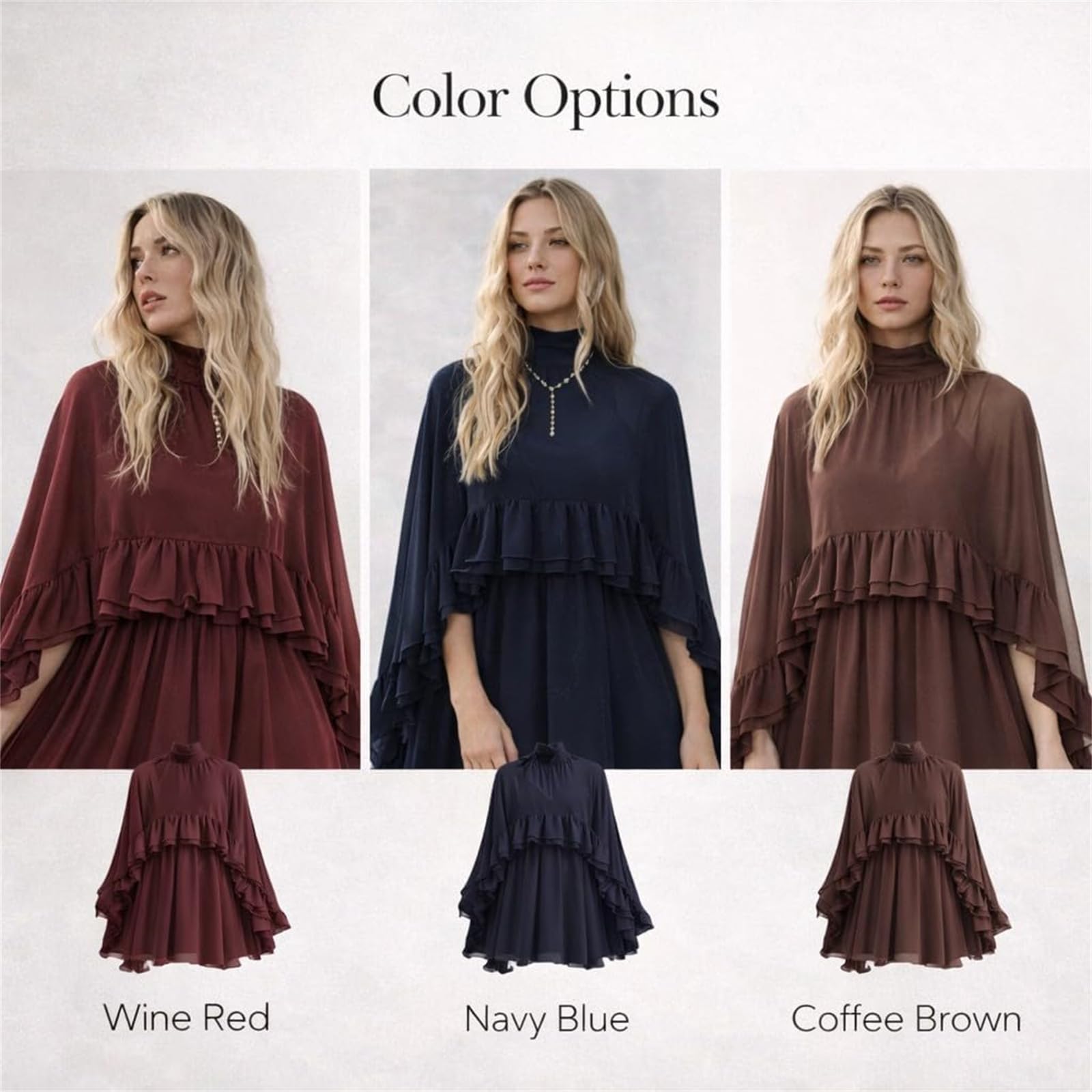 Vestido de gasa semitransparente con volantes y capa exterior, manga poncho fluido, mini vestido para trabajo, oficina, salidas informales, citas, fiestas
