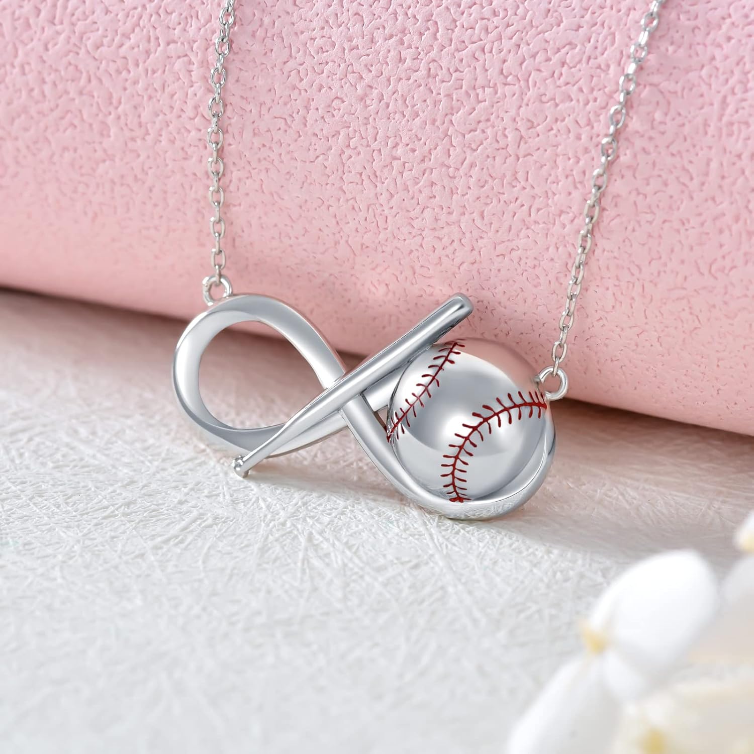 RMREWY Baseball Bat Infinity Symbol 925 Sterling Silver Necklace for Men Women,Christmas Birthday Gifts for Sports Lovers Boyfriend Girlfriend - Image 5