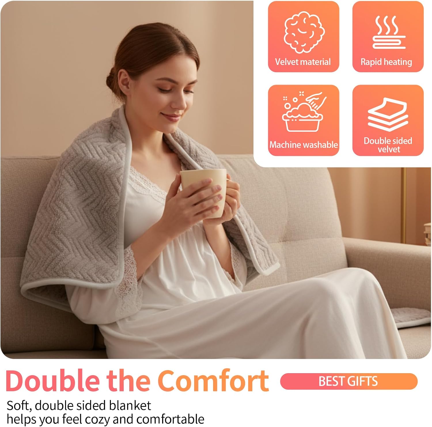 Extra Large Heating Pad for Back,32"x20" Electric Heating Pad for Neck,Shoulder,Leg,Knee&Menstrual Cramp Pain Relief,6 Heat Settings&10 Auto-Off Timers,Machine Washable,Gifts for Lover