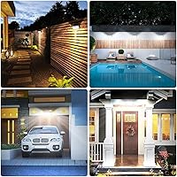 Vista 6 de Luces solares al aire libre mejoradas, 2 paquetes de 418 luces LED con sensor de movimiento, 3 modos de luz de seguridad, luz de pared solar