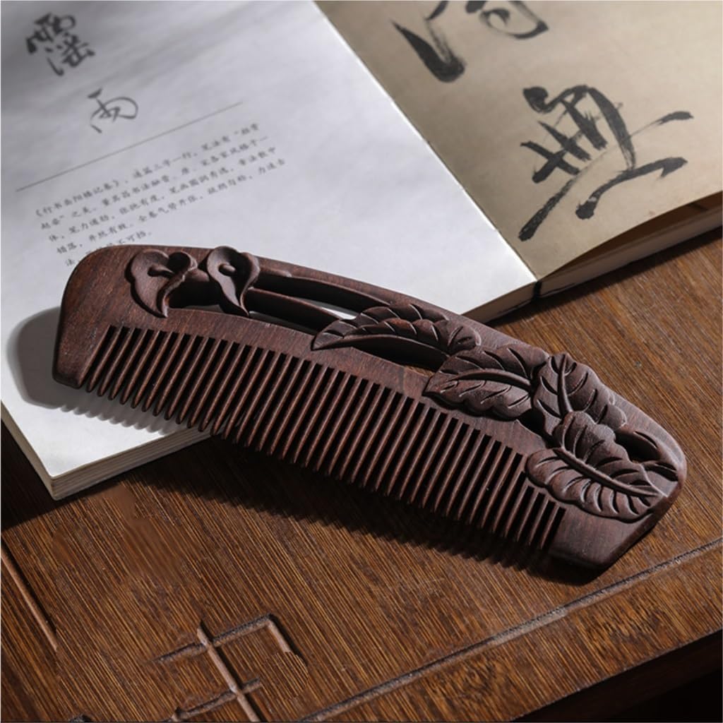 Peines para Hombres, Peine Especial para Cabello Largo para Mujeres, Peine de Dientes Finos tallados, Peine de Madera para peinar el Cabello, Peine para Barba para Hombres (AA)